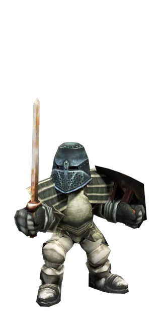 Aldrin, level 87, in full plate with a great helm, broadsword and kite shield